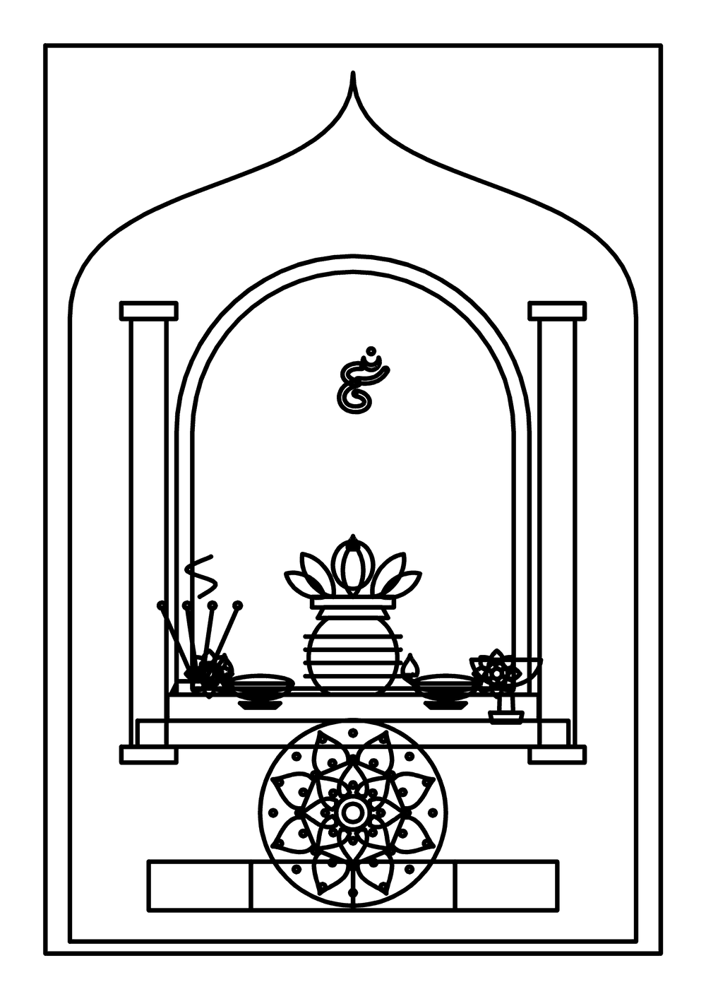 Poeja-altaar met kalash — Hindoe, niveau B